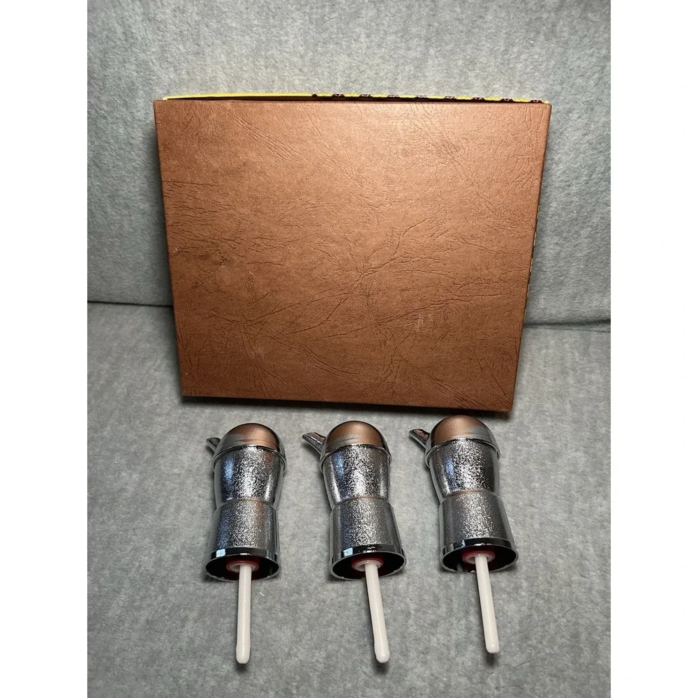 VTG Mr Bartender Set Of 3 Chrome Pouring Jigger Spout Gin Scotch & Bourbon MCM‎